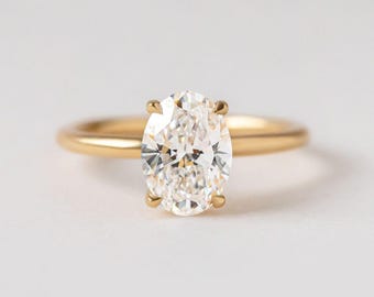 Oval Cut Lab Grown Diamond Ring, IGI Certified E VVS2 1 to 3 CT Oval Diamond Engagement Ring, Wedding Ring, Proposal Ring, Anniversary Gifts