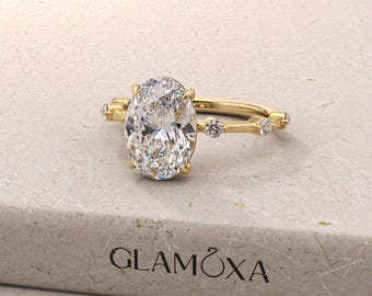 Oval Cut Lab Grown Diamond Ring, IGI Certified 1 to 4 CT Oval Diamond Engagement Ring, Wedding Ring, Proposal Diamond Ring, Anniversary Gift