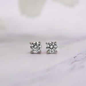0.25 CTW Lab-Created Diamond 4-Prong Stud Earrings | 14K White Gold | Affordable 0.25 Carat Lab Diamond Stud Earrings | Everyday Elegance