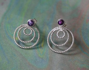 Spring Thaw: UNFURL ear jackets with reclaimed amethyst in Sterling Silver