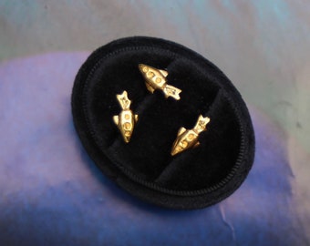 Gold Plated Spaceship: Out of this World Mix and Match Stud earring in Gold Plated Brass and Silver - Sold Individually