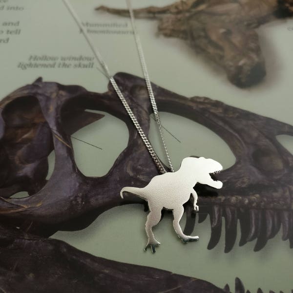 T-Rex Dinosaur Necklace in sterling silver