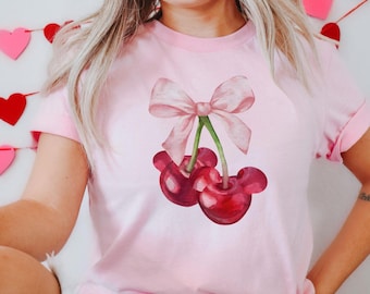 Cherry Bow T-Shirt, Valentine's Day Coquette Tee