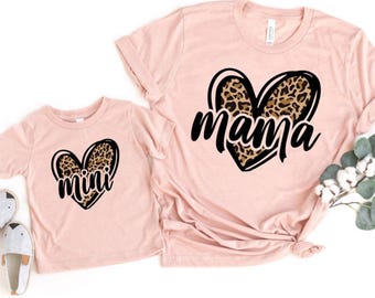 Leopard Heart Mom and Mini Shirt Set - Mommy and Me Outfits