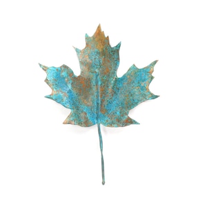 Maple Leaf Sculpture Handmade Copper Metal Unique Home Decor Art Tree Forest Theme Gift Ring Dish Blue Green Red Patina - CUSTOM ORDER