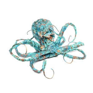 Octopus Sculpture Handmade Out Of Copper With Blue Patina Very Unique Copper Sculpture Sea Creature CUSTOM ORDER image 1