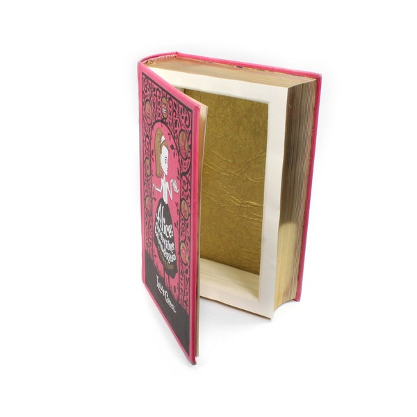 Alice In Wonderland Hollow Book, Alice's Adventures In Wonderland, Handmade Booksafe, Large Book Box, Fairytale Gift, Pink - CUSTOM ORDER