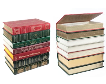 Victorian Vintage Hollow Book Extra Large Stack Box of 7 Books - Handmade Secret Book Storage Or Wedding Card Box Idea - CUSTOM ORDER