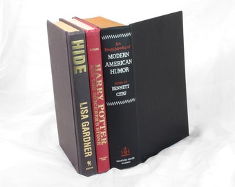 Hollow Book Stack Box Of Three Books - Handmade Secret Stash Box Large Deep Black and Red - Humor Gift - READY TO SHIP