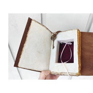Leather Journal Ring Holder: Handmade Hollow Book Proposal Box