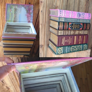Fairytale Hollow Book Extra Large Stack Box of 6 Books - Handmade Secret Book Storage Or Wedding Card Box Idea - Fairytales - CUSTOM ORDER