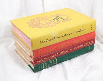 Cookbook Hollow Book Box Stack Of 4 Extra Deep Large Secret Storage Handmade Real Books Cooking - Magnet Closure Included - READY TO SHIP