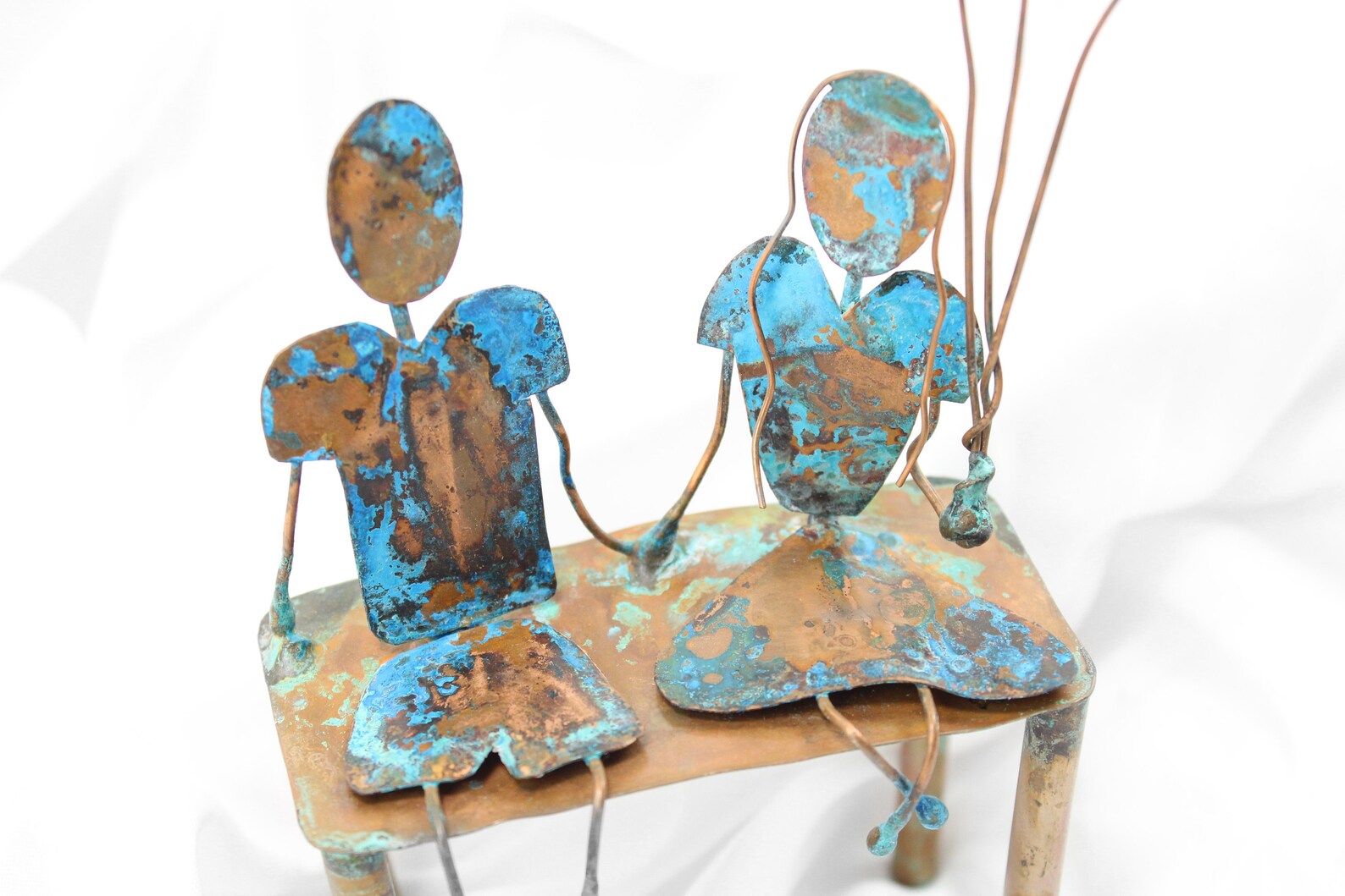 Couple in Love Copper Metal Sculpture Man and Woman 7th Year | Etsy