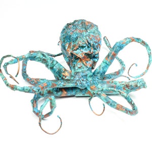 Octopus Sculpture Handmade Out Of Copper With Blue Patina Very Unique Copper Sculpture Sea Creature CUSTOM ORDER image 3