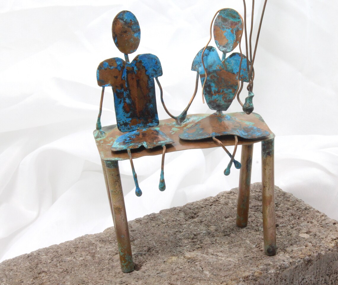 Couple in Love Copper Metal Sculpture Man and Woman 7th Year | Etsy
