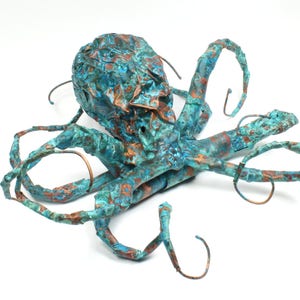 Octopus Sculpture Handmade Out Of Copper With Blue Patina Very Unique Copper Sculpture Sea Creature CUSTOM ORDER image 4