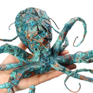 Octopus Sculpture Handmade Out Of Copper With Blue Patina Very Unique Copper Sculpture Sea Creature CUSTOM ORDER image 5
