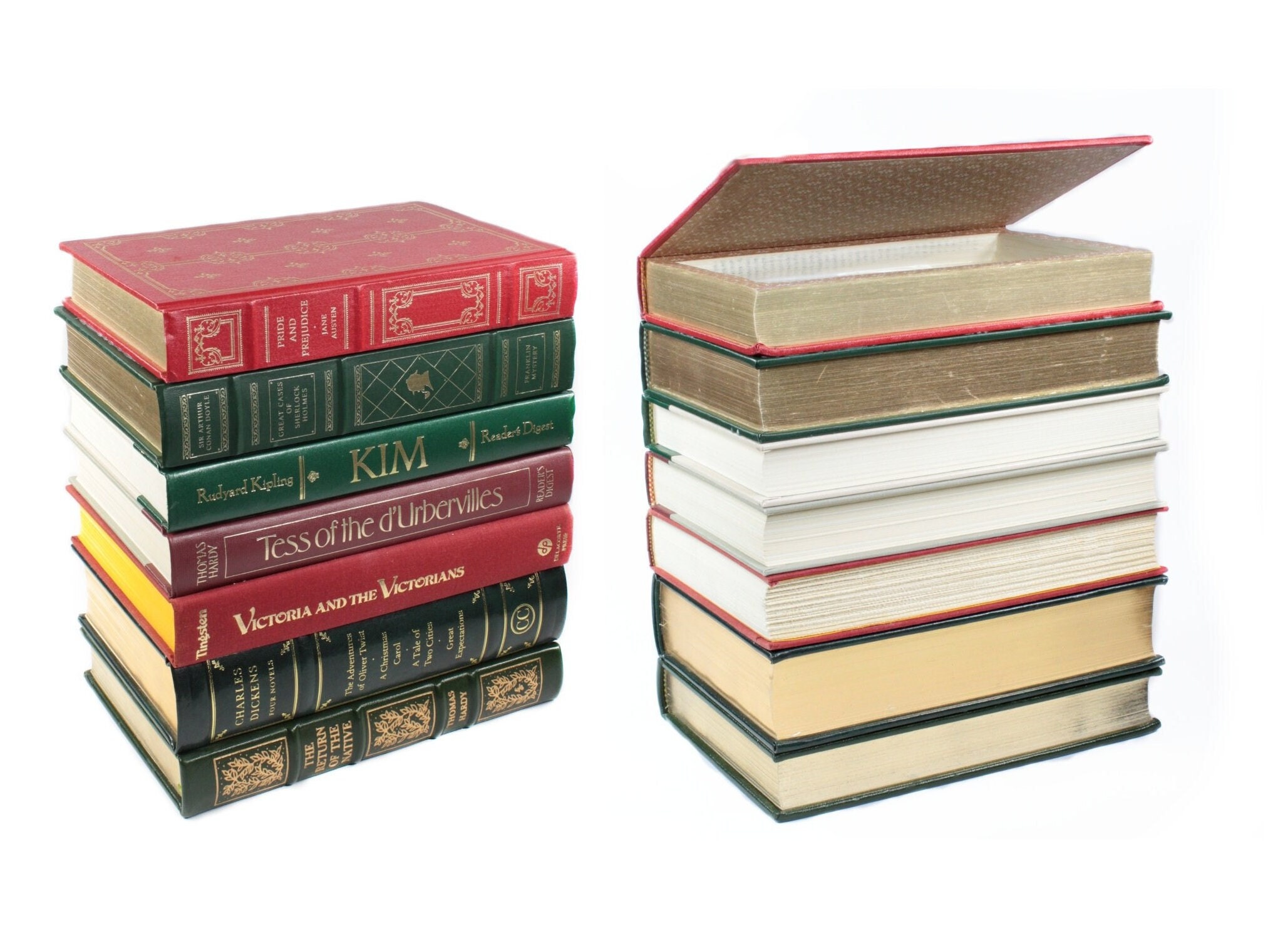 Victorian antiquarian books in brown and red for home or office