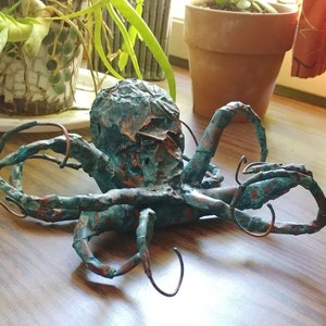 Octopus Sculpture Handmade Out Of Copper With Blue Patina Very Unique Copper Sculpture Sea Creature CUSTOM ORDER image 8