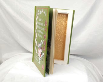 Alice in Wonderland Hollow Book Safe: Green & Gold Secret Storage