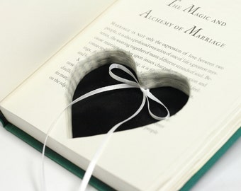 Engagement Proposal Hollow Book Heart Shaped Cut Out Ring Holder Wedding Proposal Turquoise Love Ring Book Customize Colors - READY TO SHIP