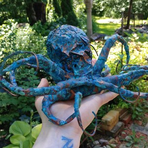 Octopus Sculpture Handmade Out Of Copper With Blue Patina Very Unique Copper Sculpture Sea Creature CUSTOM ORDER image 7