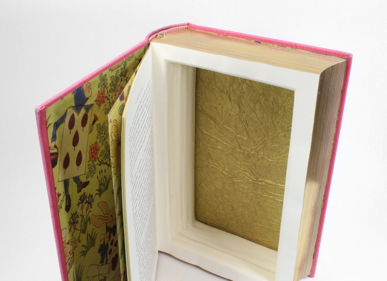 Alice In Wonderland Hollow Book, Alice's Adventures In Wonderland, Handmade Booksafe, Large Book Box, Fairytale Gift, Pink CUSTOM ORDER image 6