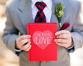 The Book Of Love Engagement Ring Holder Hollow Book Box Heart Circle Cut Red Ring Bearer Wedding Engagement Proposal Idea - CUSTOM ORDER