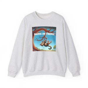 Sudadera con capucha con diseño de gato &quot;Hang In There&quot;, regalo para amantes de los gatos, cuello redondo divertido con animales, suéter con rama de árbol de gatito, suéter con gatito lindo, ropa felina, mascota
