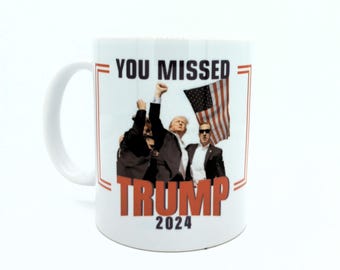 Trump 2024 11oz White Ceramic Coffee Mug, Novelty Mug