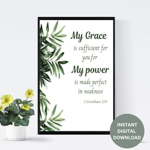 My Grace Is Sufficient | 2 Corinthians 12:9 | Bible Verse Sign| Scripture Wall Art| Christian Home Decor| Minimalist Bible Print| Wall Decor