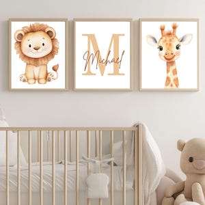 Safari Theme Custom Wall Art Print | Set of 3 Personalized Nursery Decor| Personalized baby room Printable| Boy Nursery| Kids Room wall art