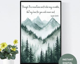 Isaia 54:10/Sebbene le montagne Versetti della Bibbia Wall Art/Stampa digitale delle Scritture/Decorazione cristiana/Arte murale cristiana/Citazione di montagna Wall Art