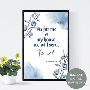 As For Me and My House We Will Serve the Lord | Joshua 24:15 | Bible Verse Sign |Scripture Wall Art | Christian Home Wall Decor |Digital Art