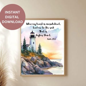 Psalm 61:2 | When my heart is overwhelmed Lead me to the rock that is higher| Lead me to the Rock| Bible Verse Sign | Scripture Wall Art