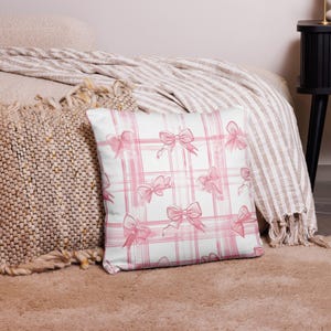 Pillow With Bows, Bow Pillow, Coquette Pillow, Cute Pillow For Women, Cute Pillow, Decorative Pillow, Bedroom Decor, Housewarming Gift