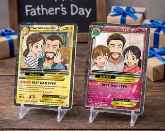 Personalized Father’s Day Card, Custom Dad Gift, Anime Photo Card, Best Dad Ever Gift, Family Keepsake, Unique Gift for Dad
