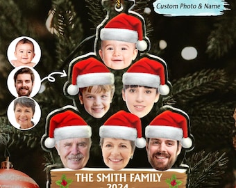 Personalized Acrylic Christmas Family Photo Ornament, Custom Face