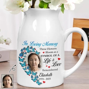 Custom Photo These Flowers Bloom As A Symbol, Personalized Ceramic Flower Vase, In Loving Memory Flower Vase, Memorial Vase for Mothers Day