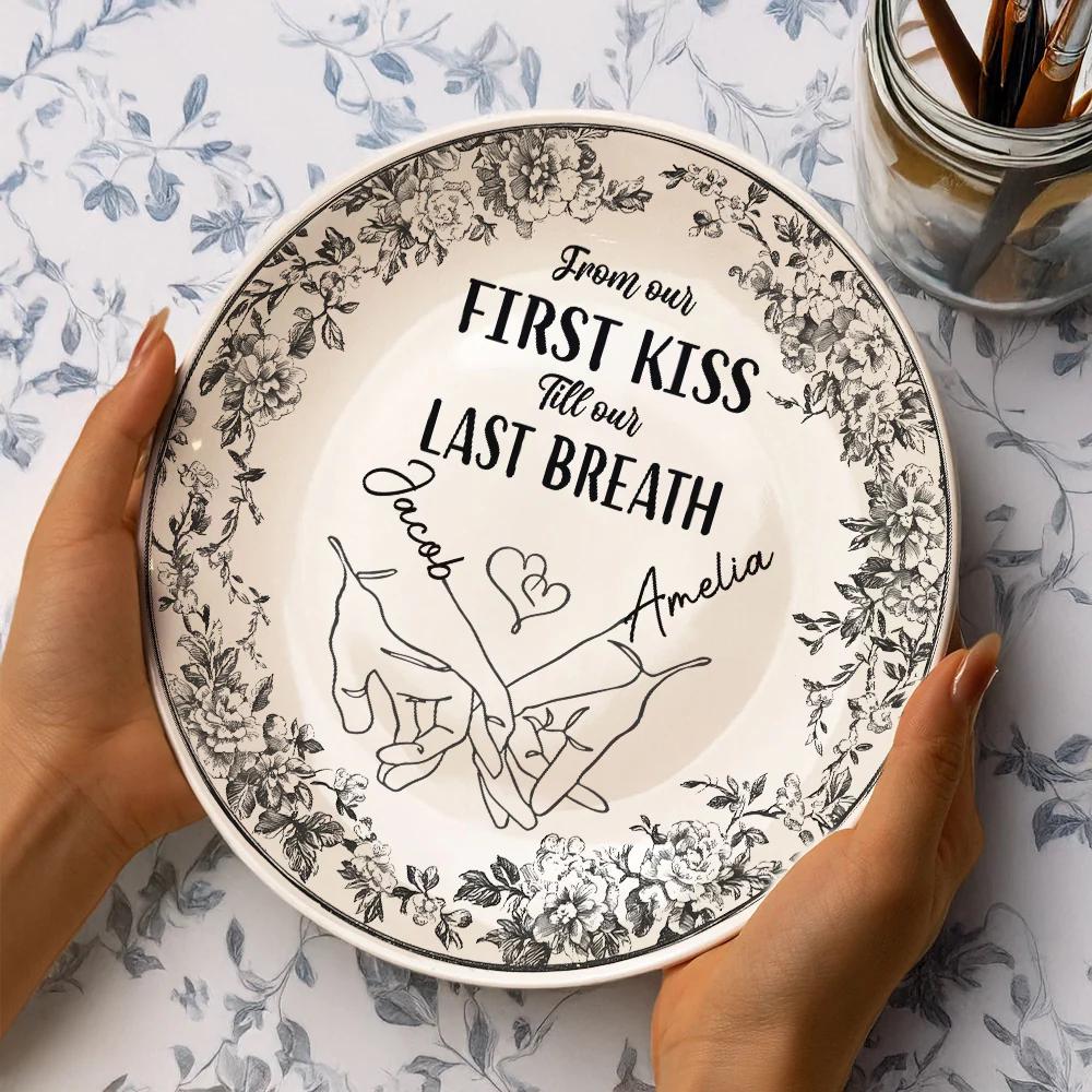 I'm Keeping You Forever Chinoiserie Toile De Jouy Style Couple Personalized Ceramic Plate Gift For Husband Wife, Anniversary, Custom Plate