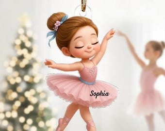 3D Effect Little Girl Balletina Dance Personalized Christmas Ornament - Custom Acrylic Gift for Daughter, Granddaughter, or Young Dancer