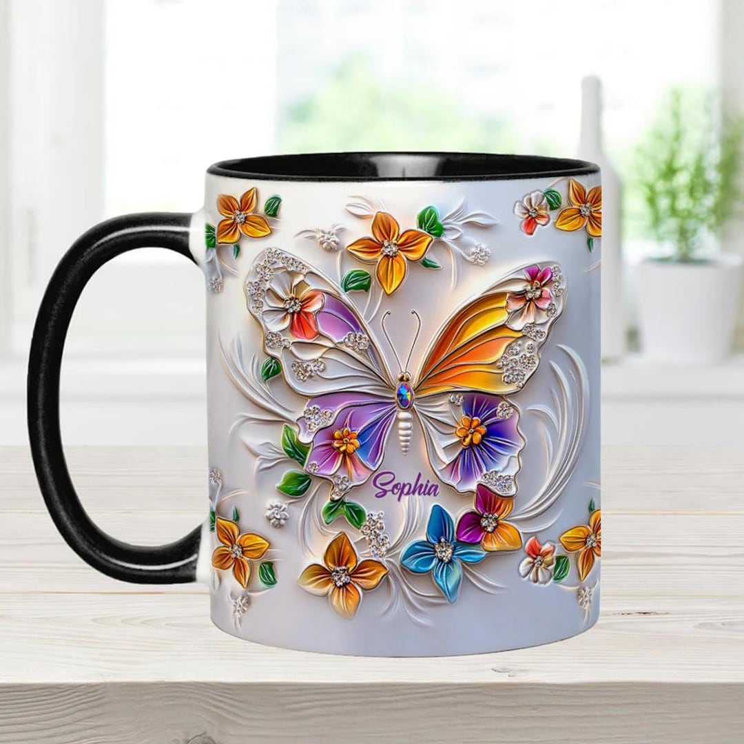 Stunning Butterfly Personalized Butterfly Accent Mug, Butterfly Gift ...