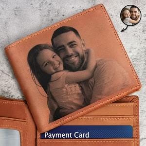 Foto personalizada: guarda hermosos recuerdos con papá. Billetera de cuero grabada personalizada, regalo para aniversario, papá, novio, esposo y padre.