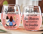 Christmas Besties Forever Wine Glass - Personalized Shirt - Gift For Sisters, Bestie, Friends S