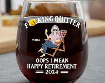 Oops I Mean Happy Retirement Personalized Stemless Wine Glass, Funny Retirement Wine Glass, Retirement Party Gift, Retirement Gift for Men