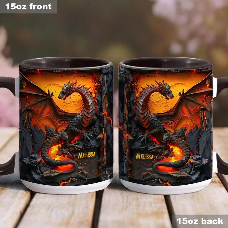Love Dragons Personalized Ceramic Dragon Accent Mug, Dragon Lover Mug ...
