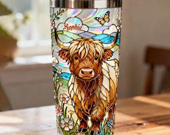 Love Highland Cows - Personalized Highland Cow Tumbler, Tumbler Gift For Family, Friends, Co-workers, Gift For Cow Lovers