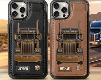 Truck Driver - Personalized Trucker Wallet Phone Case, Customized Wallet Phone Case, Truck Driver Appreciation, Christmas Gift Freightliner