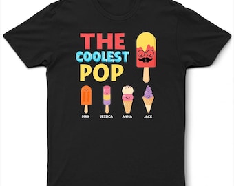 Camiseta personalizada "El papá más genial", regalo del Día del Padre para papá, abuelo, personalizada con el nombre del niño, regalo para el papá más genial.