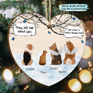 Eles ainda falam sobre você Memorial Pet Lovers Natal Ornamento de madeira em forma personalizada, presente memorial para donos de animais de estimação, presentes para amantes de animais de estimação